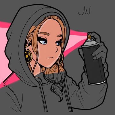 a realistic girl, spray painting