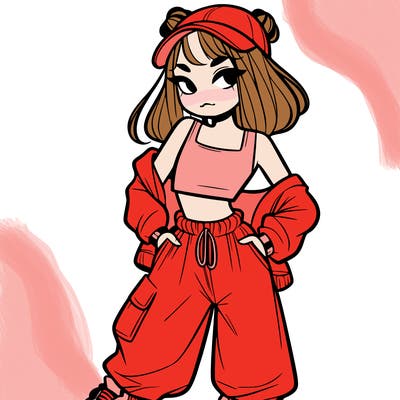 girl in crop top and baggy pants