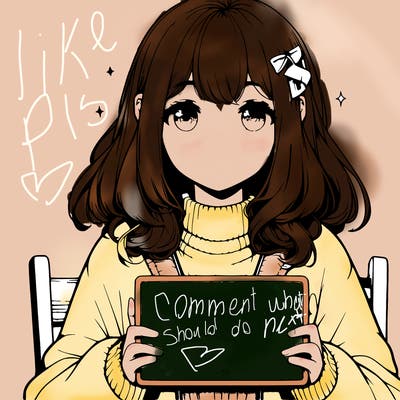 realistic pretty anime girl holding blank sign