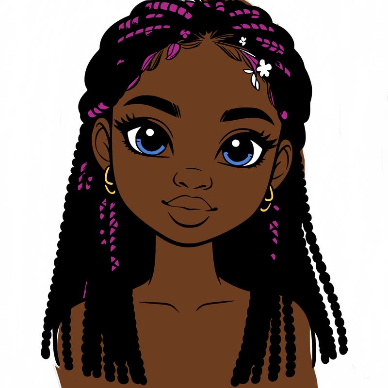 a realistic black girl with braids