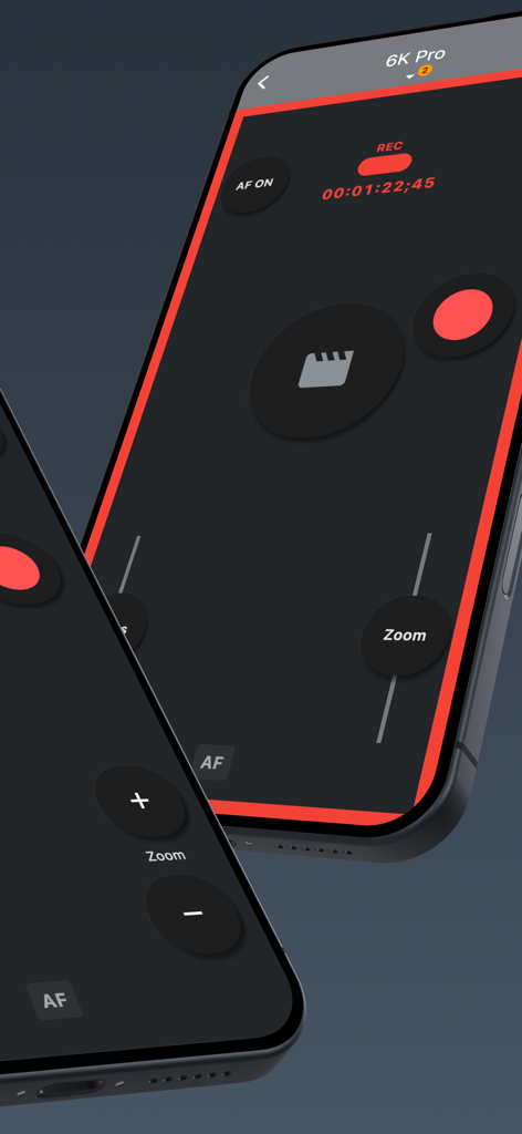 BT Cam: DSLR Mirrorless remote - 전문 카메라용 무선 원격 제어를 보여주는 iPhone의 BT Cam 앱 인터페이스