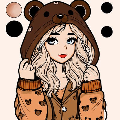 realistic girl in a animal pjs hoodie