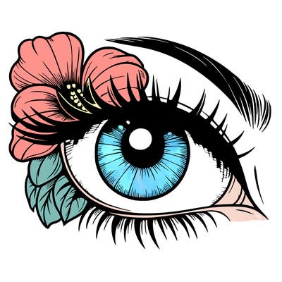 realistic eye with flower
