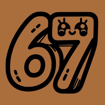 the numbers 67