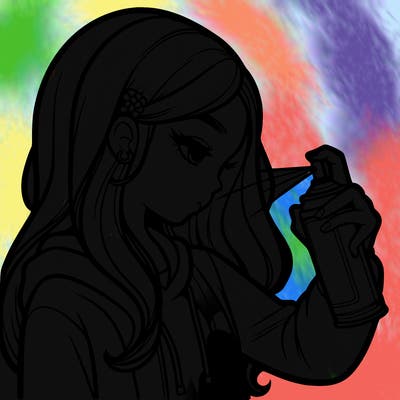 a realistic girl spray painting