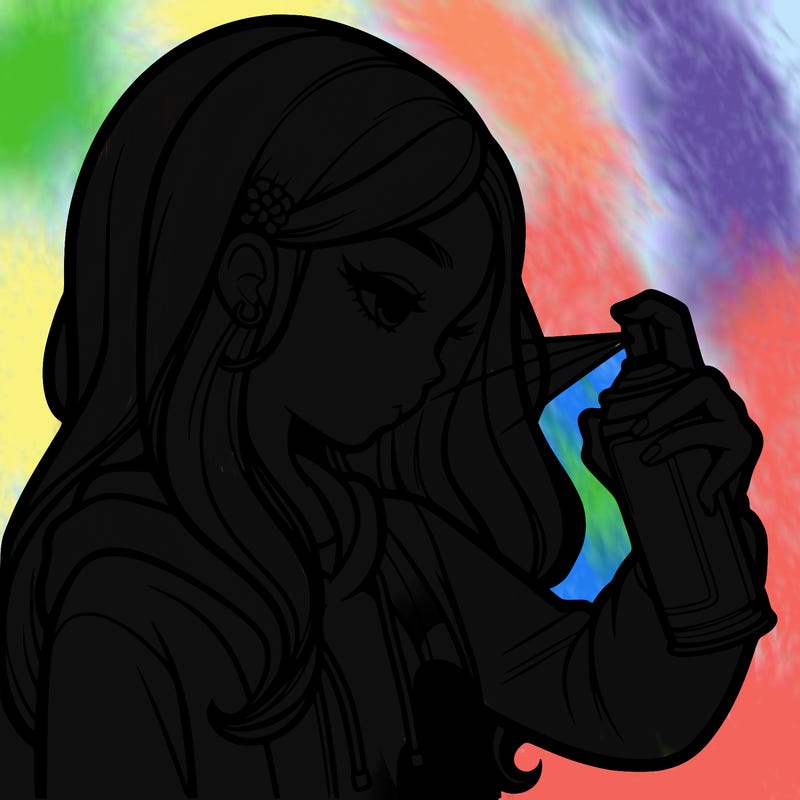 a realistic girl spray painting