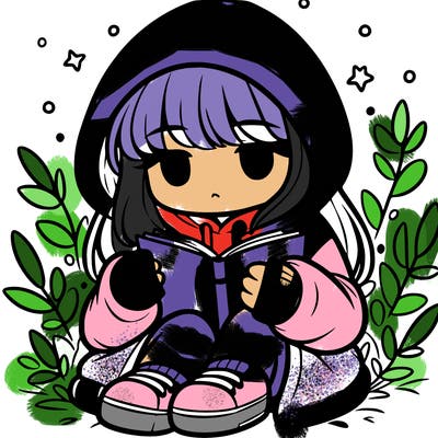 girl in oversized hoodie reading a book