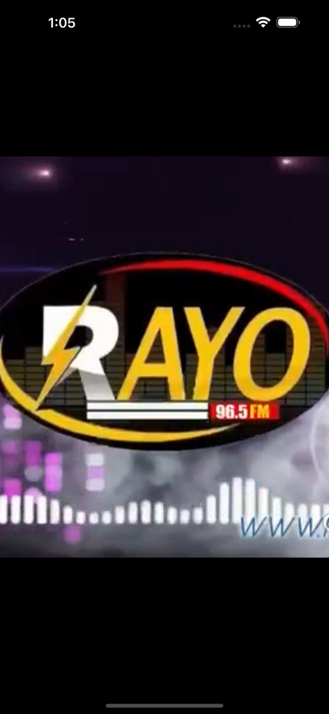 Rayo 96.5 Fm - Rayo 96.5 FM radio station logo with a lightning bolt and music waveform background