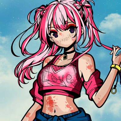 anime girl with crop top