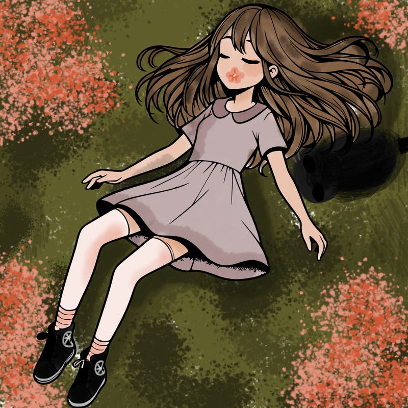 realistic girl floating