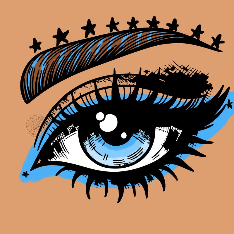 eye with eyeshadow marks