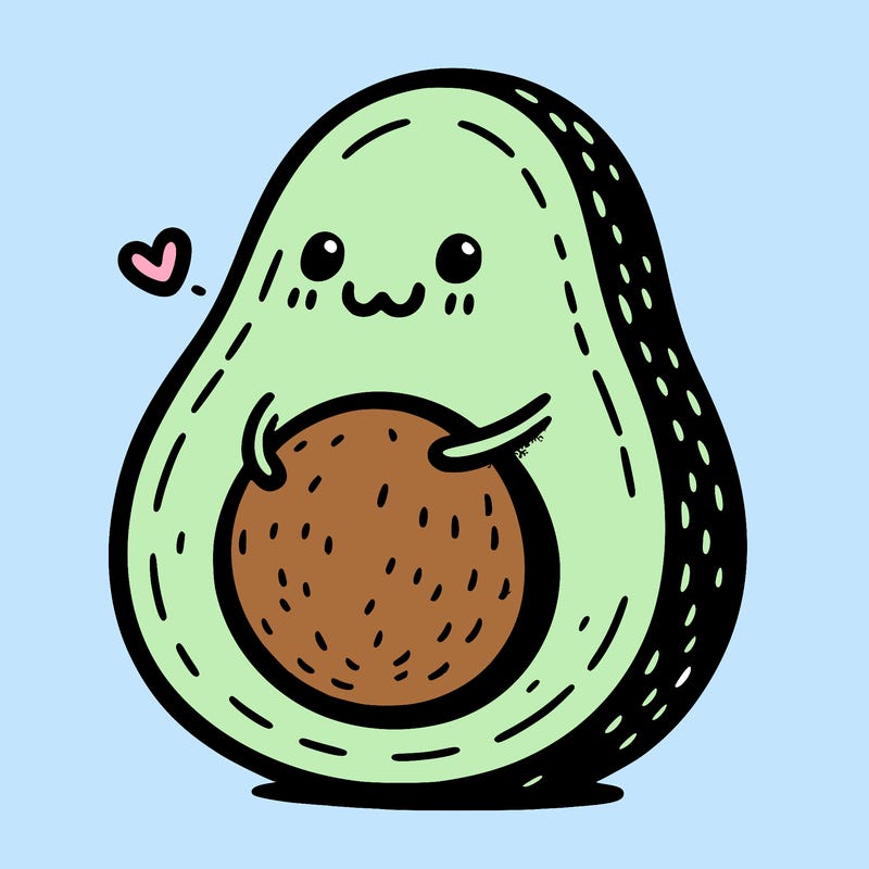an avocado hugging an avocado