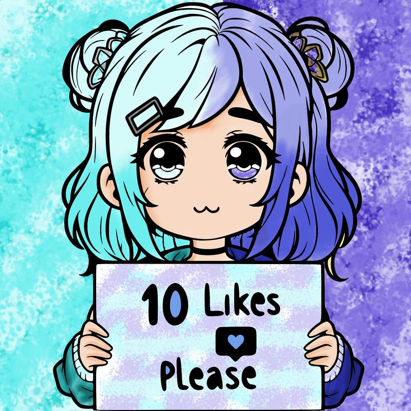 a girl with a sign saying 10 likes please