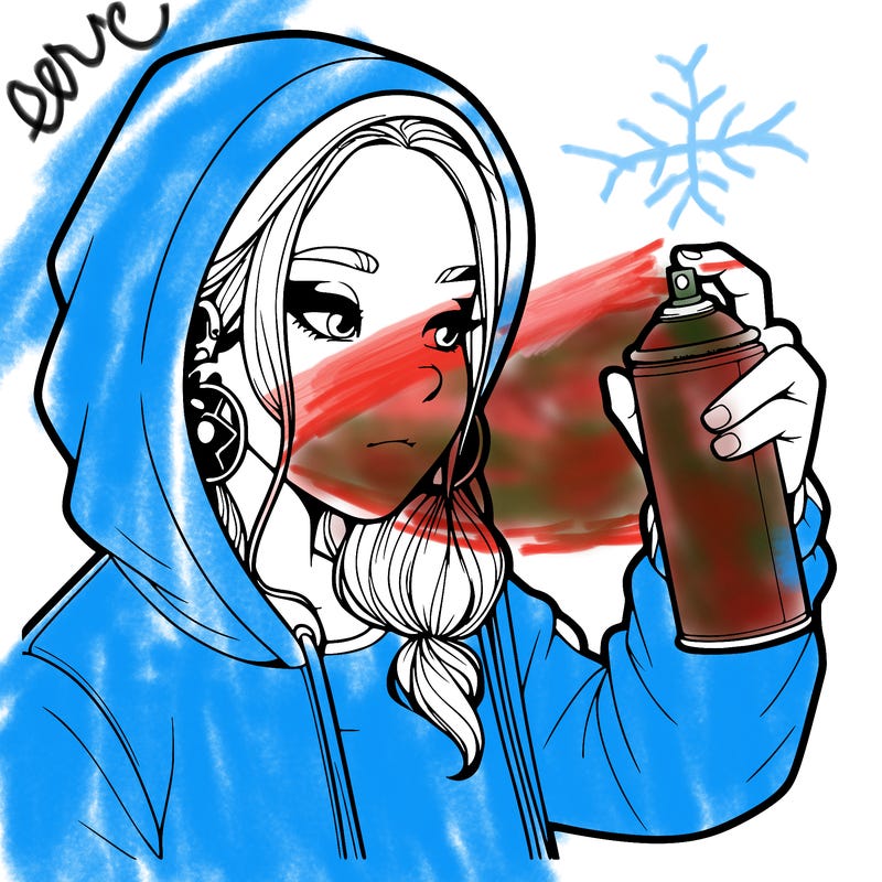 a realistic girl, spray painting