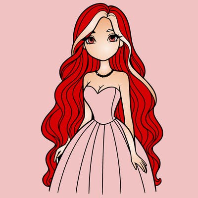 a female with long hair. wearing a beautiful dress.