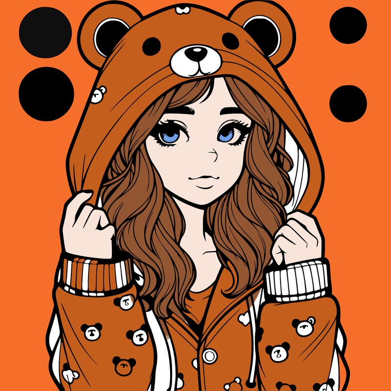 realistic girl in a animal pjs hoodie