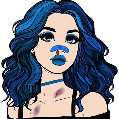 realistic girl with wavy hair and lips