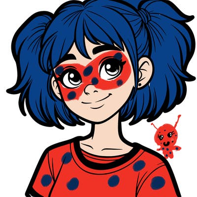 teenager girl with short hair and pigtails