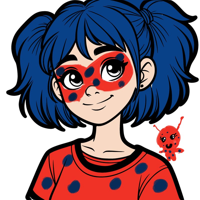 teenager girl with short hair and pigtails