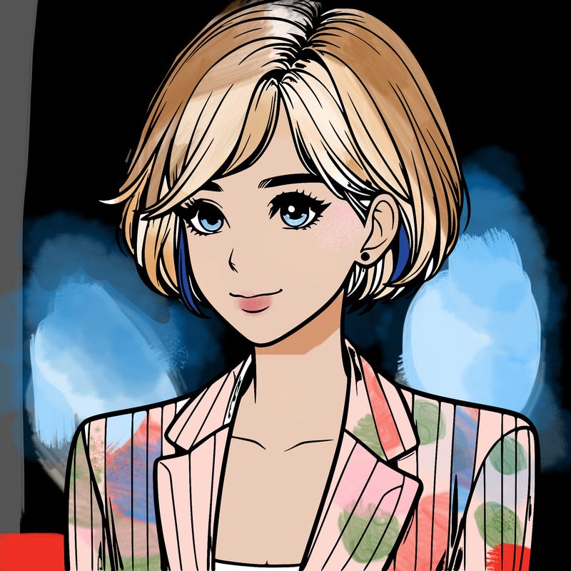 one beautiful girl realistic wearing suit with short hair
