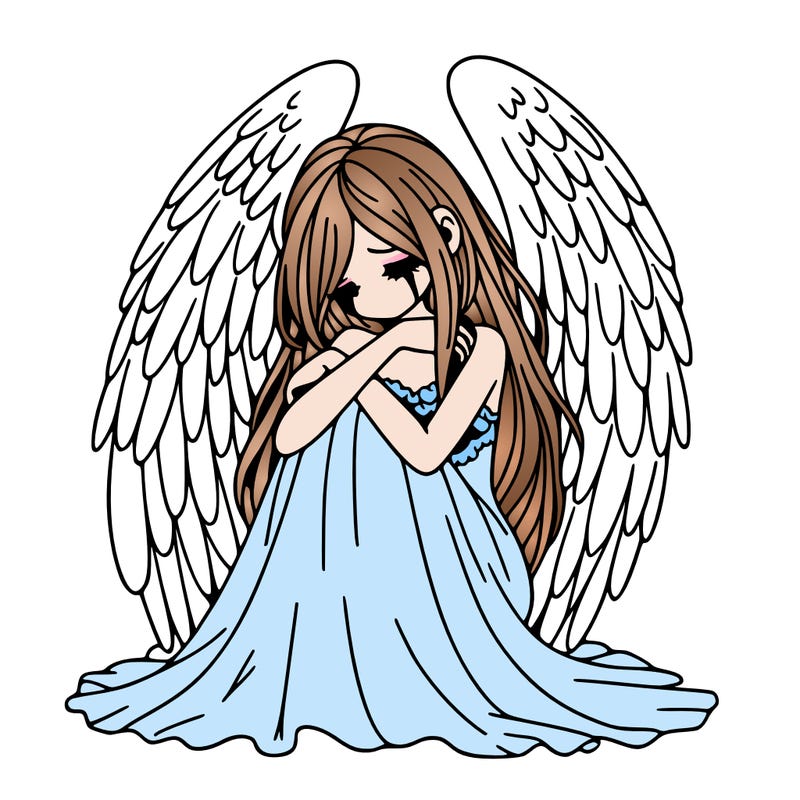 ethereal girl in grief, lonely and heartbroken