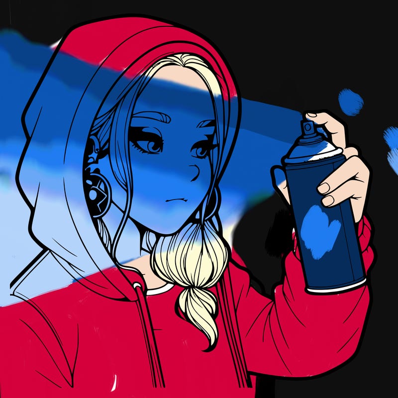 a realistic girl, spray painting