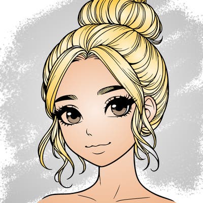 realistic pretty girl with hair in bun