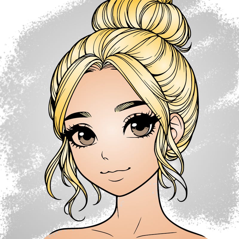 realistic pretty girl with hair in bun
