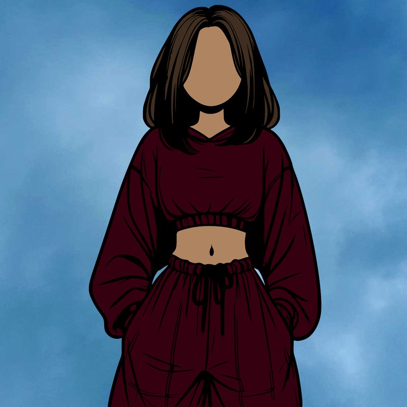 realistic girl faceless with baggy pants and a crop top