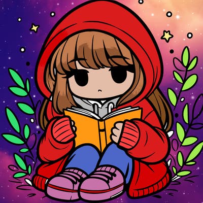 girl in oversized hoodie reading a book