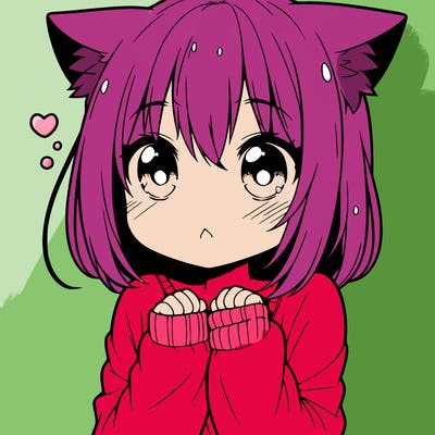 shy anime catgirl