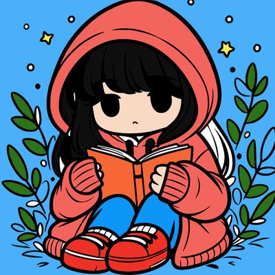 girl in oversized hoodie reading a book