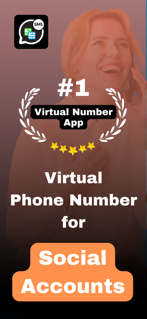 A promotional banner for a virtual phone number app used for social account verification.
