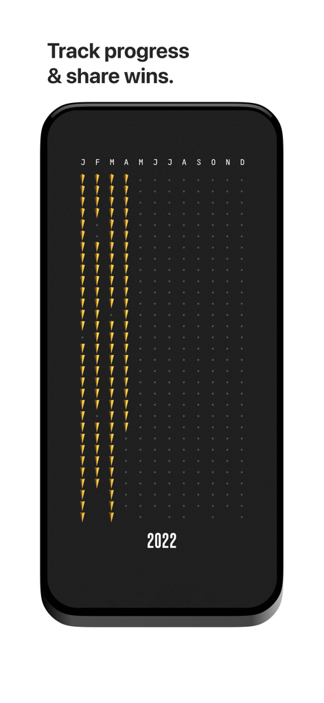 (Not Boring) Habits - Yearly habit progress tracker screen in the Not Boring Habits app showing a minimalist aesthetic design
