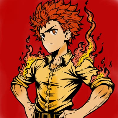 realistic manga man of fire