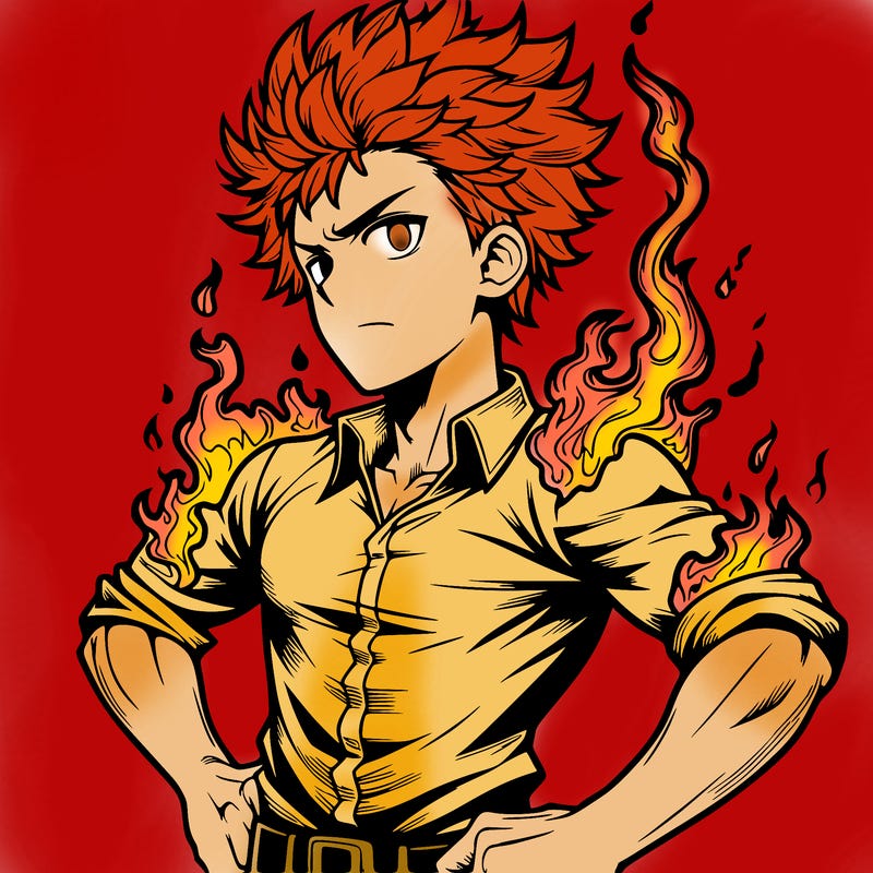 realistic manga man of fire