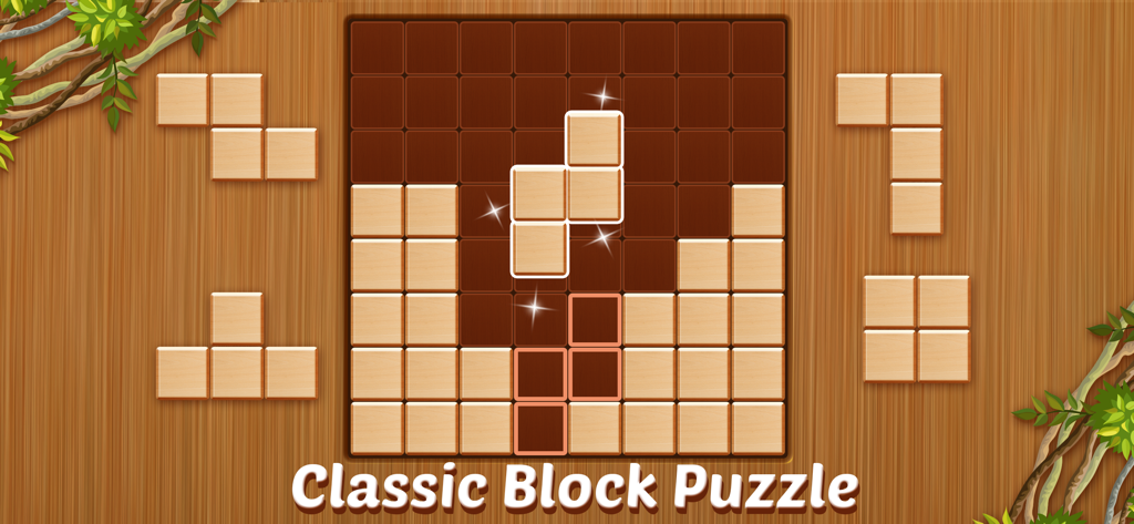 Wood Blast - Wood Block Puzzle - Wood Blast classic block puzzle gameplay with wooden textures and grid.