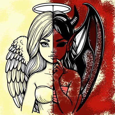 realistic angel half demon