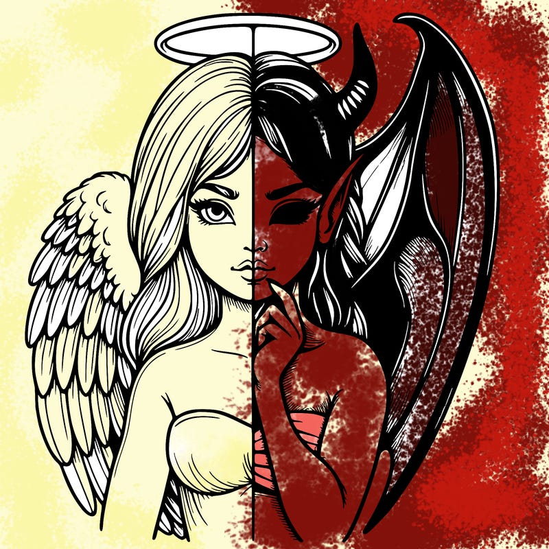 realistic angel half demon