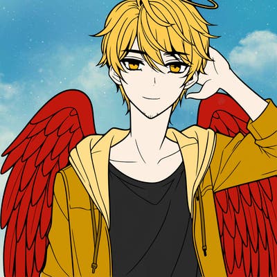 a handsome anime angel boy