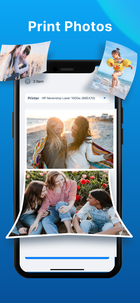 Smart Air Printer App - Scan - Interfaz de Smart Air Printer App para seleccionar e imprimir fotos desde un teléfono inteligente