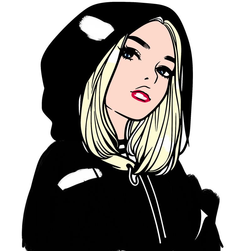 a realistic girl in a hoodie
