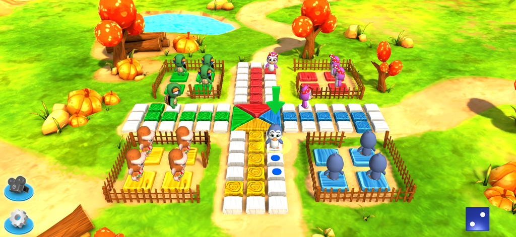 Ludo 3D Multiplayer - A 3D Ludo board game featuring cute animal characters on a colorful outdoor map.