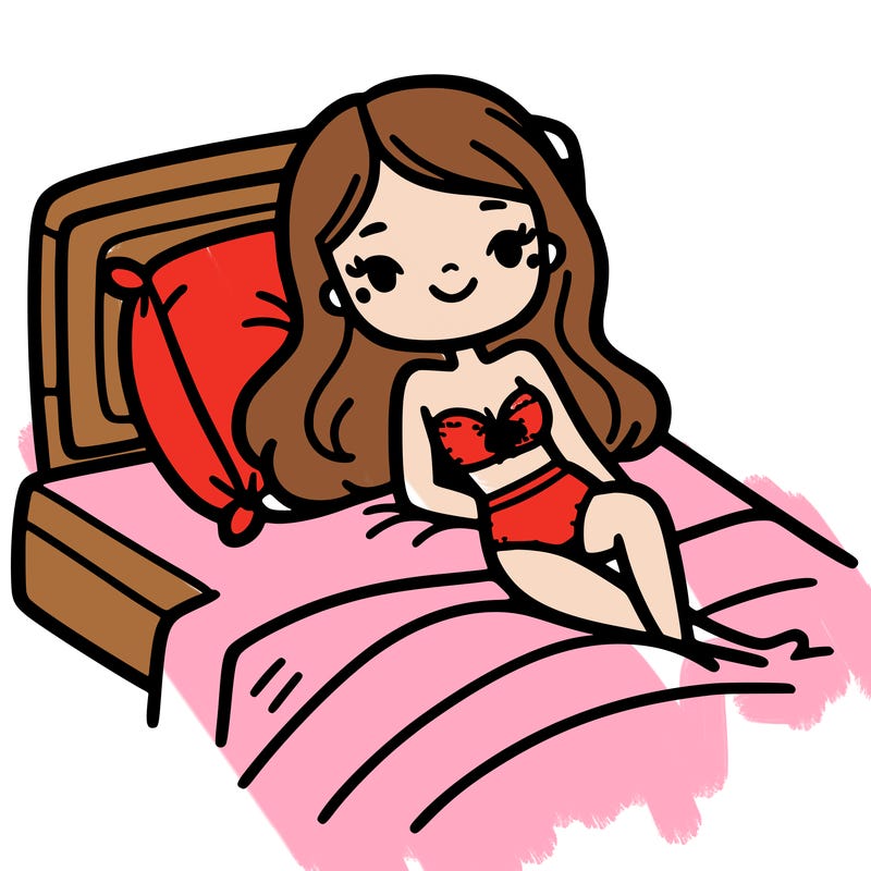 girl in a bikini laying in bed