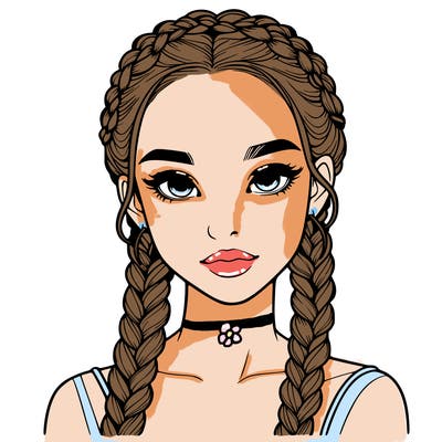 realistic girl with braids