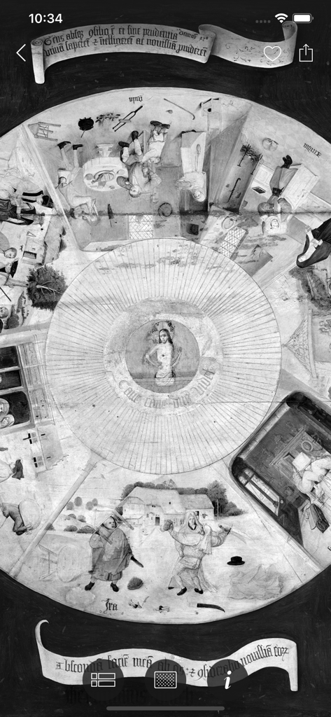 SC Museo del Prado Bosch - X-ray vision view of the Table of the Seven Deadly Sins by Hieronymus Bosch in the SC Museo del Prado app