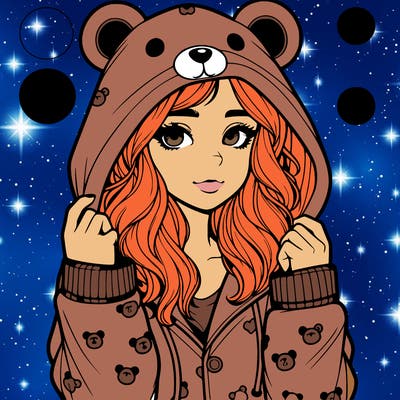realistic girl in a animal pjs hoodie