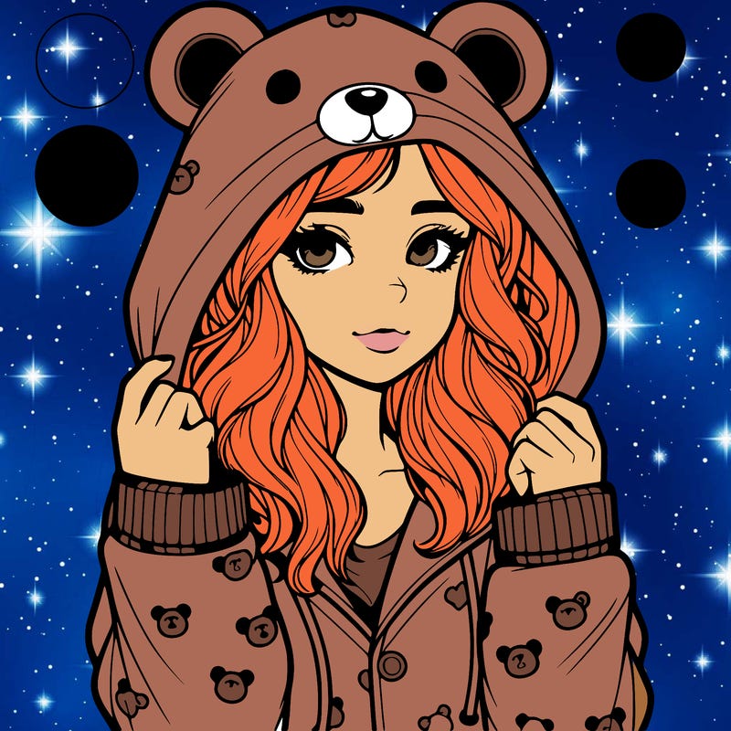 realistic girl in a animal pjs hoodie