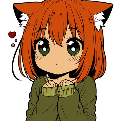 shy anime catgirl