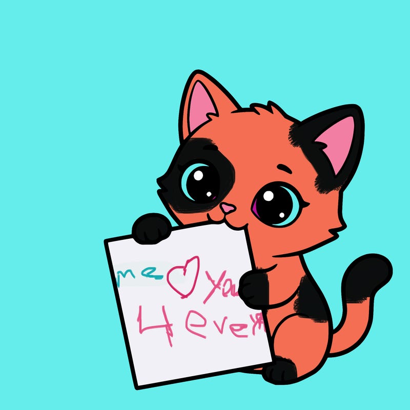 a small cat with a blank sheet of paper in its hand. the cat is sooooooo cute!